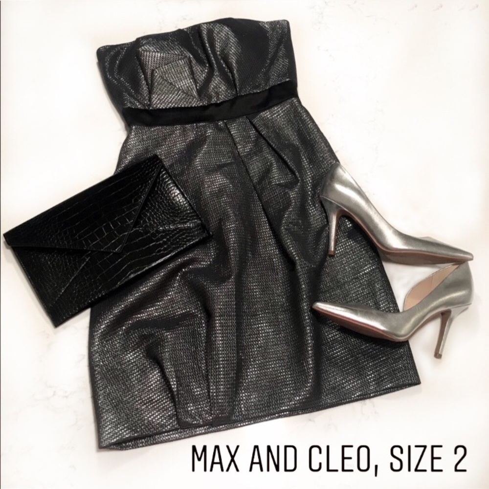 Max and Cleo strapless black & silver party dress